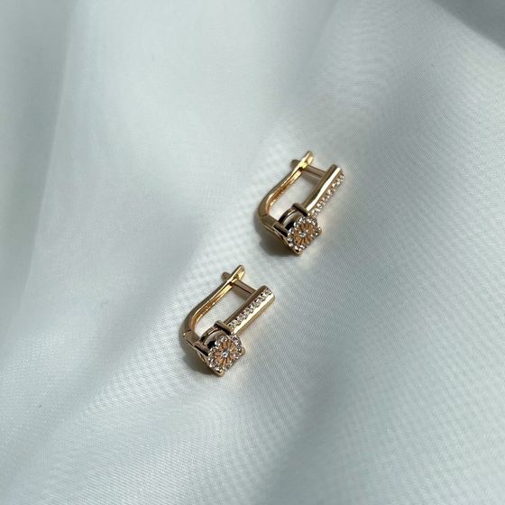 Золоті сережки з фіанітами 0.38ct