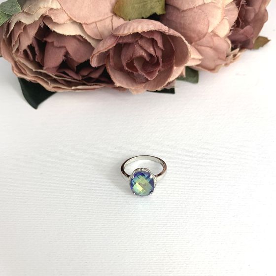 Silver ring with a mystic topaz