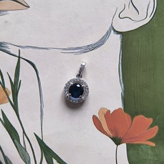 Срібна підвіска з сапфіром nano 0.9ct