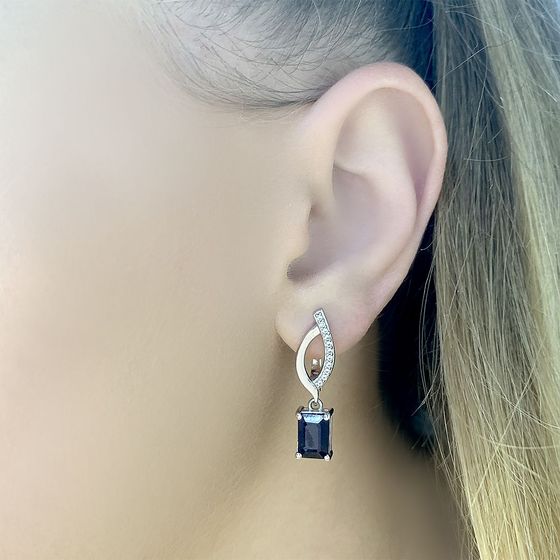 Серебряные серьги с сапфиром 3.767ct
