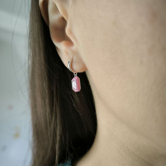 Silver earrings with phianites, semallu