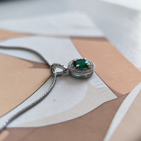 Срібна підвіска з смарагдом nano 0.9ct