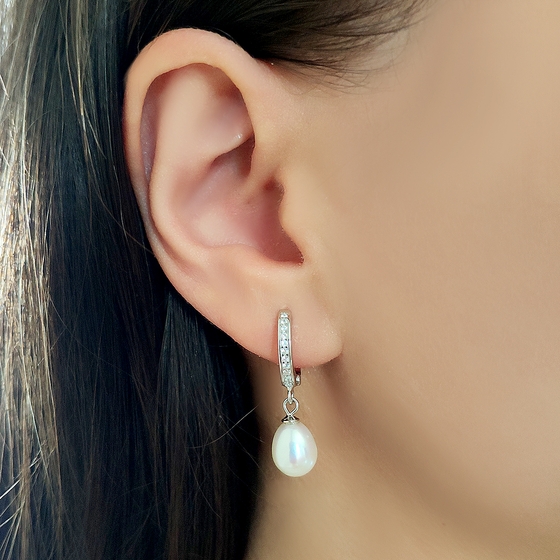 Silver Earrings with Pearls
