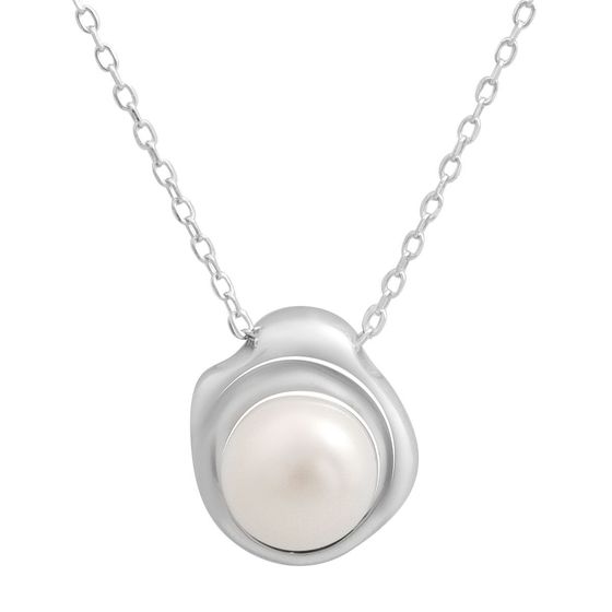 Silver necklace with pearls