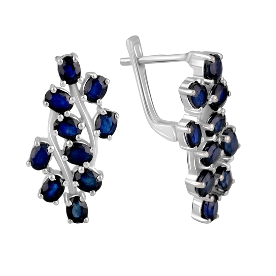 Silver earrings with sapphire