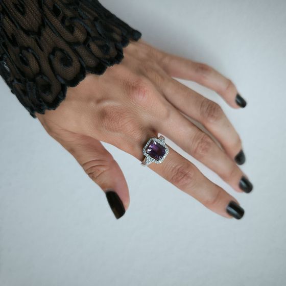 Silver ring with amethyst