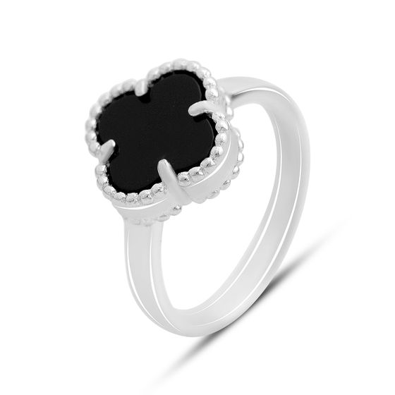 Silver ring with onyx