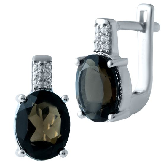 Silver earrings with smoky quartz 4.407 carats
