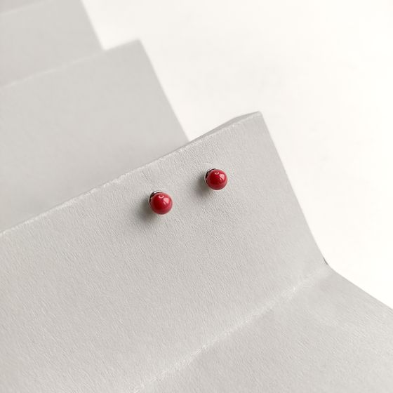 Silver earrings with coral