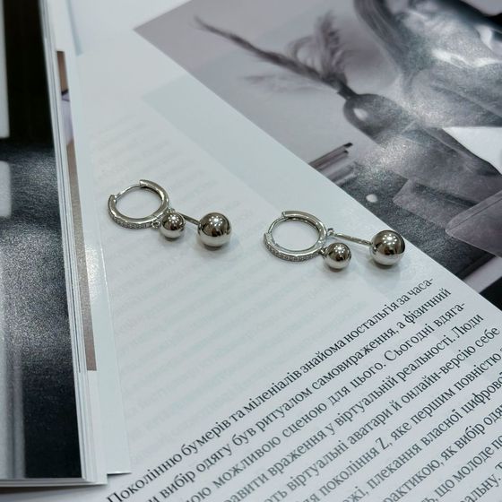 Срібні сережки з фіанітами