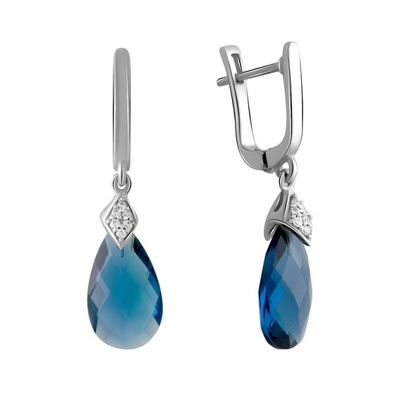 Серебряные серьги с топазом Лондон Блю 9.02ct