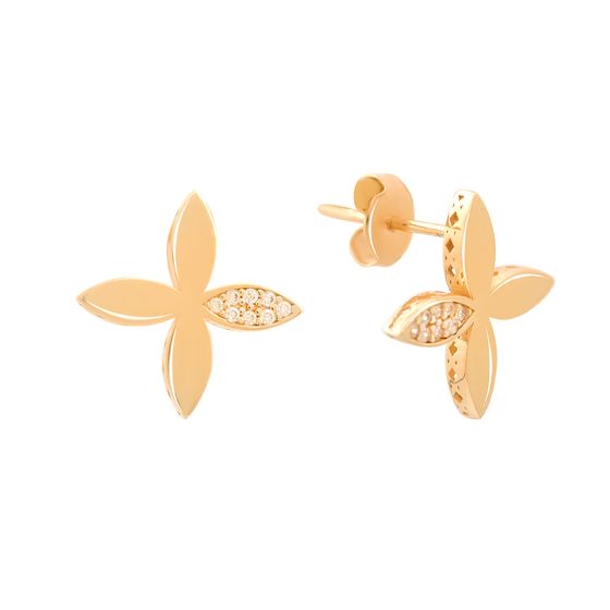 Золоті сережки з фіанітами 0.16ct