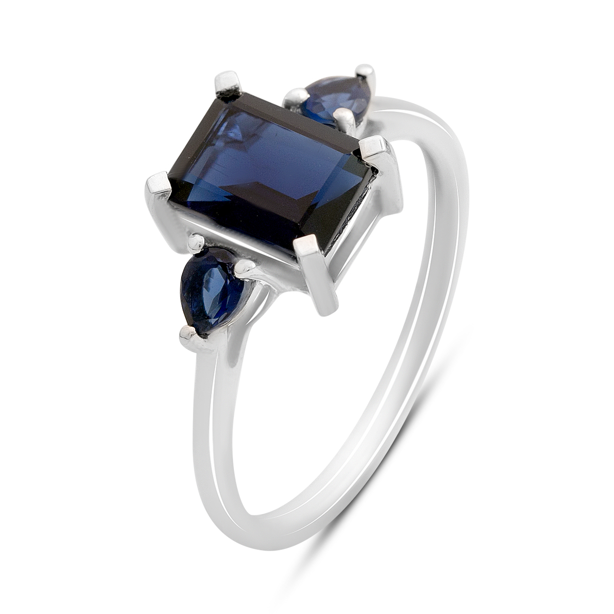 Silver ring with sapphire nano 1.547ct