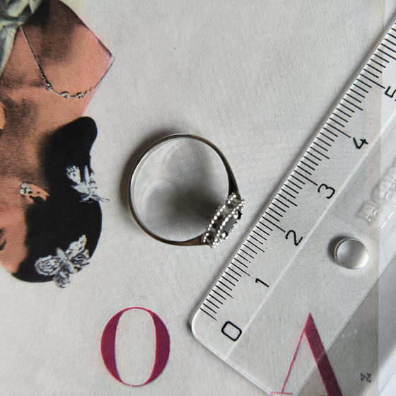 Silver ring with onyx and cubic zirconia