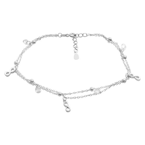 Silver anklet with cubic zirconia
