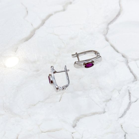 Срібні сережки з рубіном 1.163ct