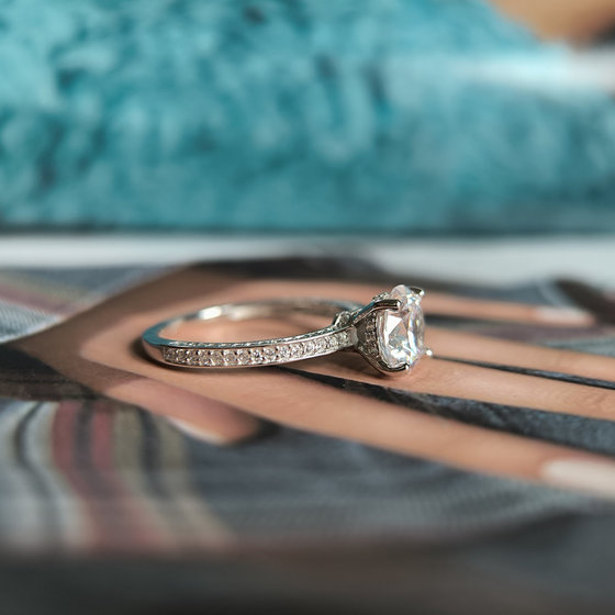 Silver ring with cubic zirconia