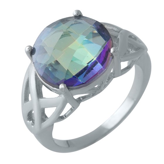 Silver ring with mystic topaz
