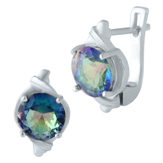 Silver earrings with a 3.763-carat mystic topaz