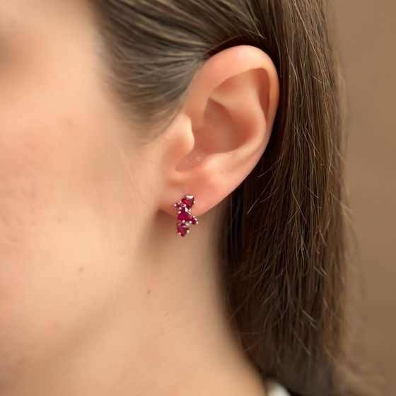 Срібні сережки з рубіном 1,162 карата