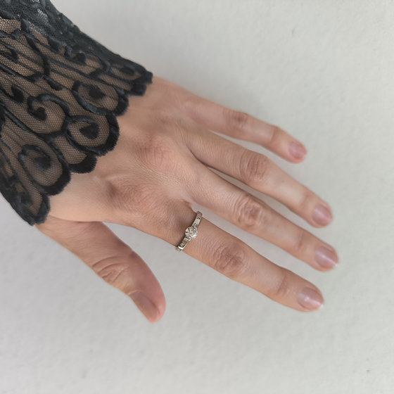 Silver ring with cubic zirconia