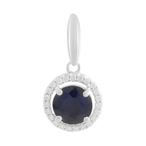 Срібна підвіска з сапфіром 2.995ct, фіанітами