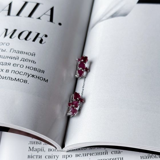 Срібні сережки з рубіном 1,162 карата