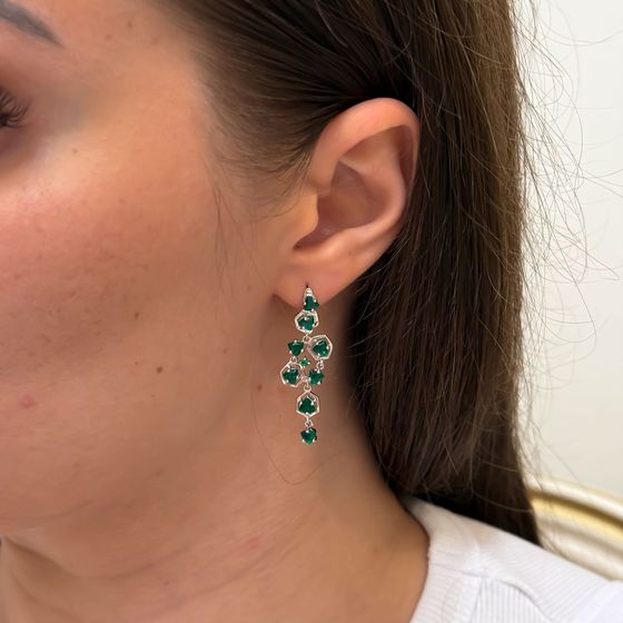 Silver earrings with a 3.452-carat nano emerald