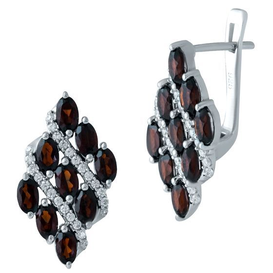 Срібні сережки з гранатом 6.309ct
