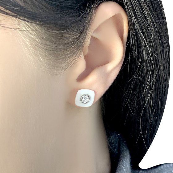 Silver earrings with ceramics