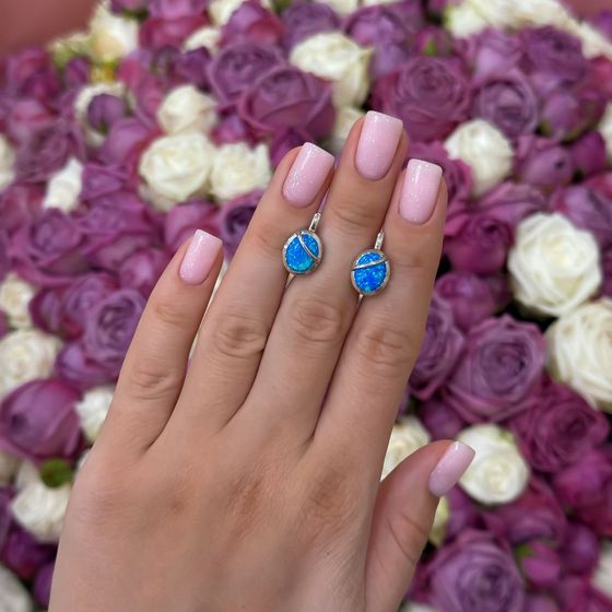 Срібні сережки з опалом 2.06ct