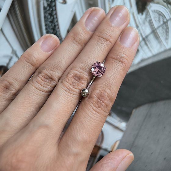 Silver piercing with cubic zirconia