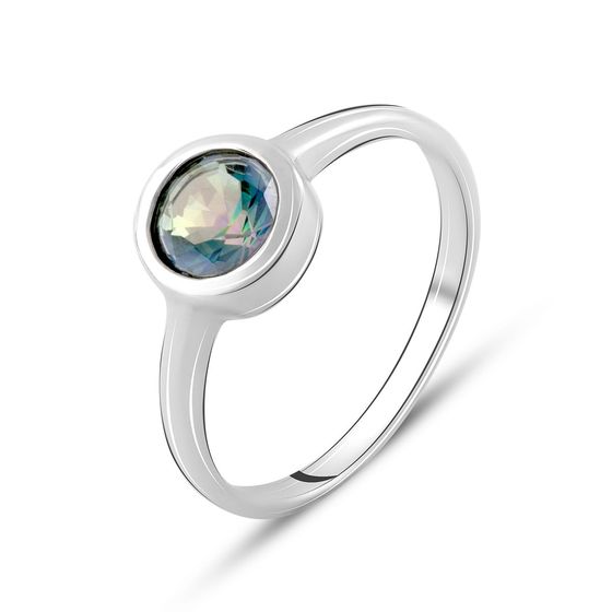 Silver ring with a mystic topaz