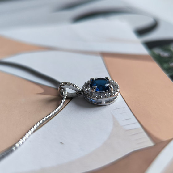 Срібна підвіска з сапфіром nano 0.9ct