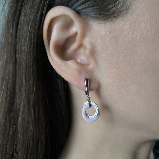 Silver earrings with ceramics