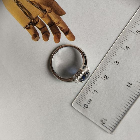 Silver ring with sapphire nano 1.388ct