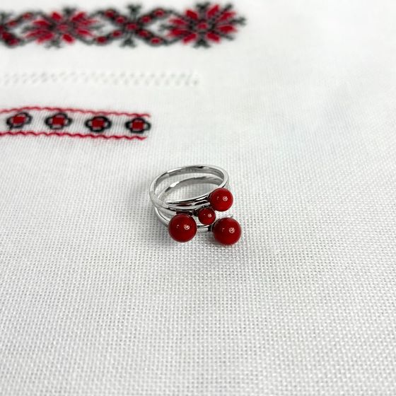 Silver ring with coral