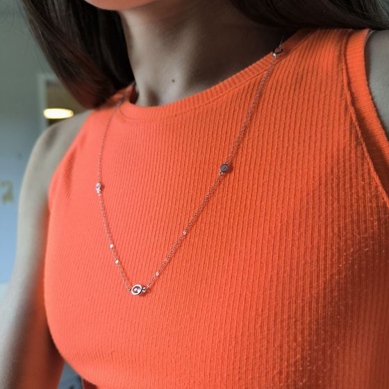 Silver necklace with phianites