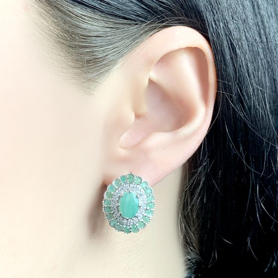 Серебряные серьги с изумрудом 4.683ct