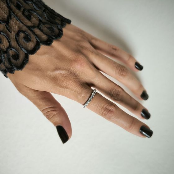 Silver ring with cubic zirconia