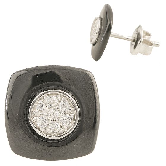 Silver earrings with ceramic