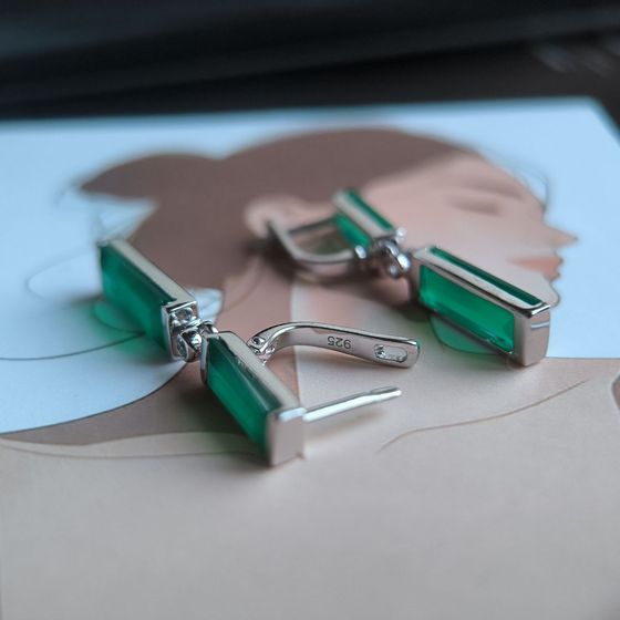 Серебряные серьги с агатом 10.042ct