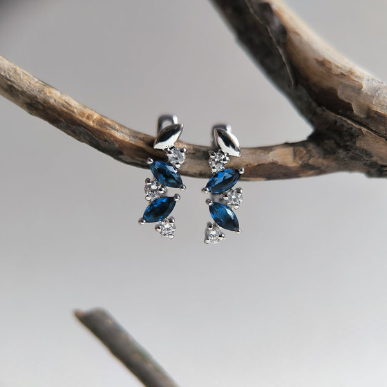 Silver earrings with nano sapphire 1.45ct