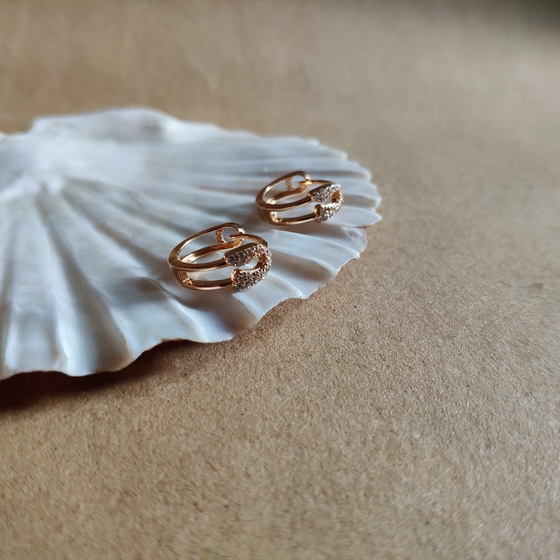 Gold Earrings with Fianites