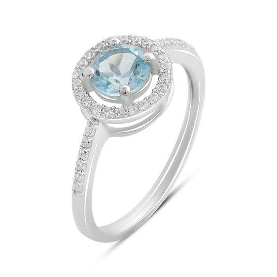 Silver ring with a 1.424-carat topaz and cubic zirconia