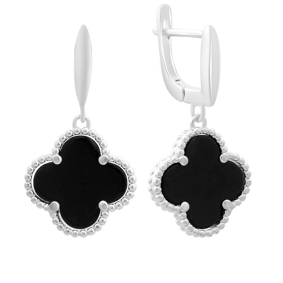 Silver earrings with onyx