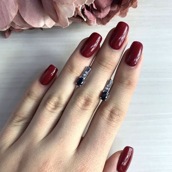 Серебряные серьги с сапфиром 1.278ct