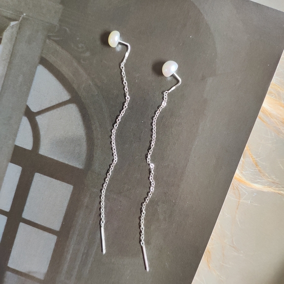 Silver Earrings with 2 ct Pearls