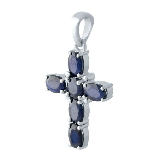 Silver cross with sapphire 3.593ct