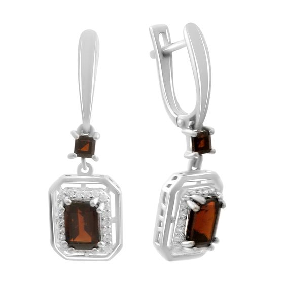 Серебряные серьги с гранатом 3.301ct
